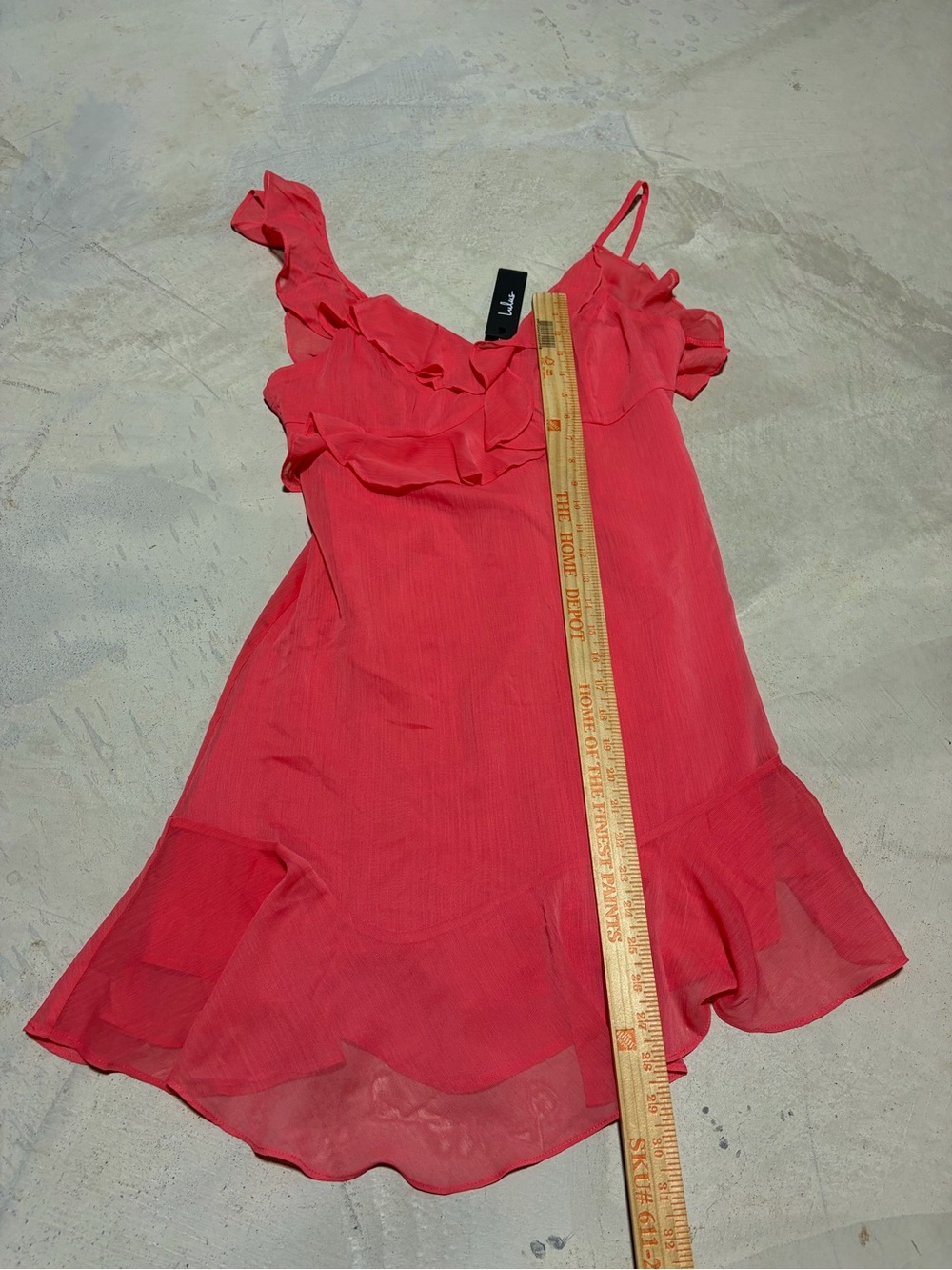 Lulus NWT Ruffled coral mini Dress medium - Picture 3 of 7